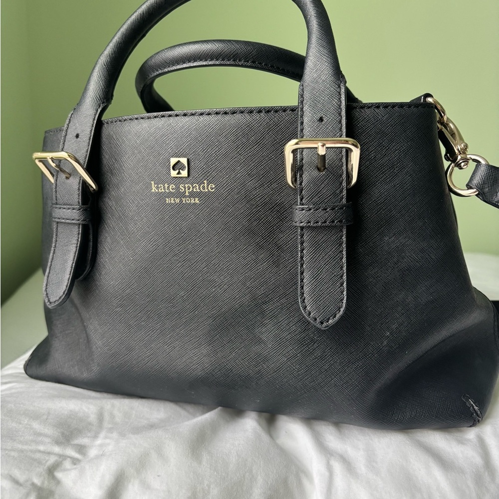 Kate Spade Black Satchel with Gold Accents